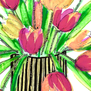 Ansichtkaart Marije - Voorjaarsgeluk - Blij met de pluktuin