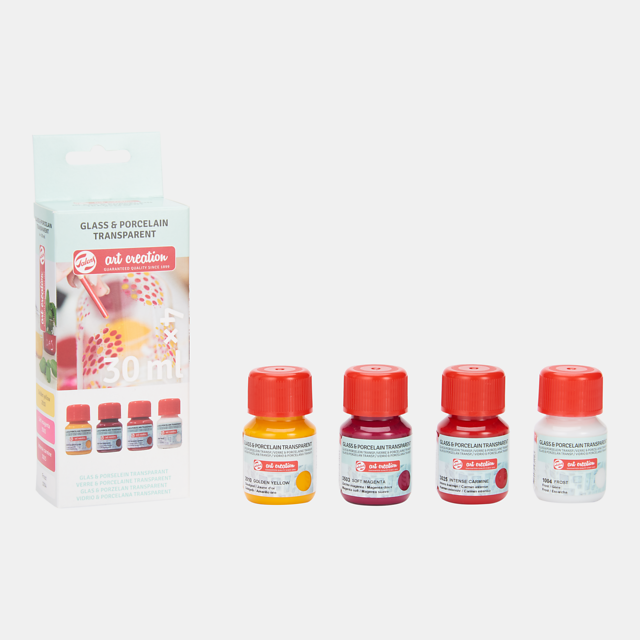 ArtCreation Glass & Porcelain transparant 4x30ml roze/frost