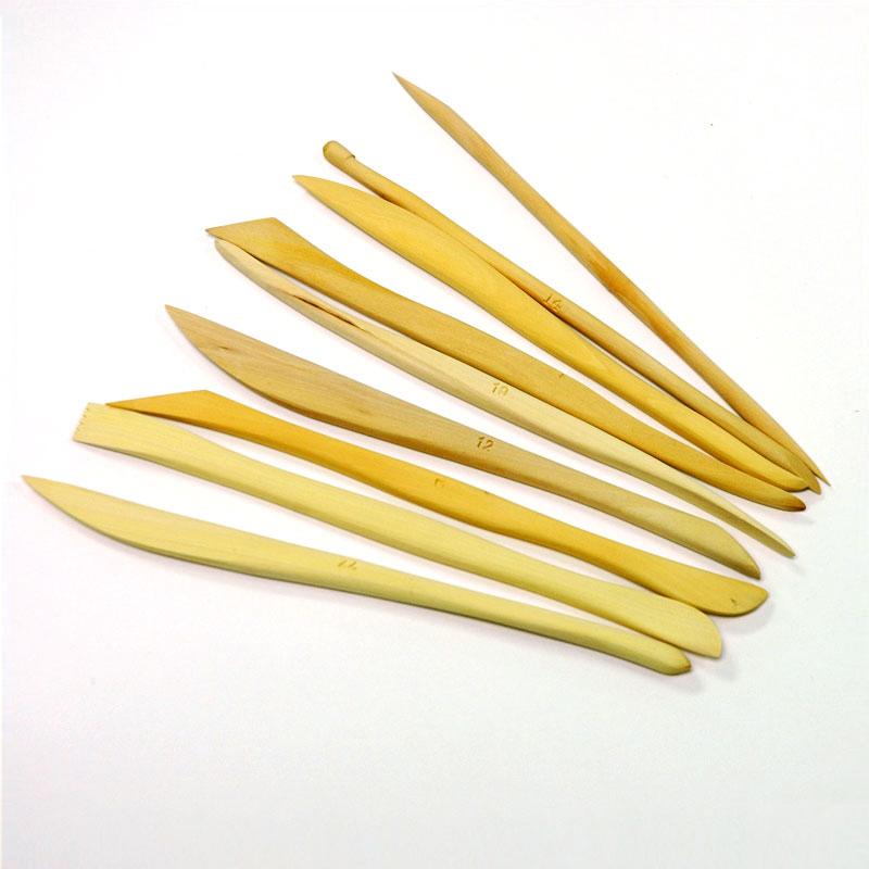 Boetseerspatel hout tbv klei 16cm 9 stuks