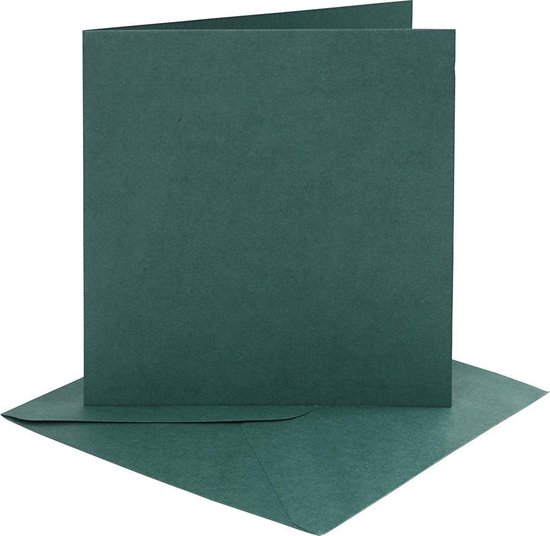 Card making - set 4 kaarten met enveloppe 15 x 15 - donker groen
