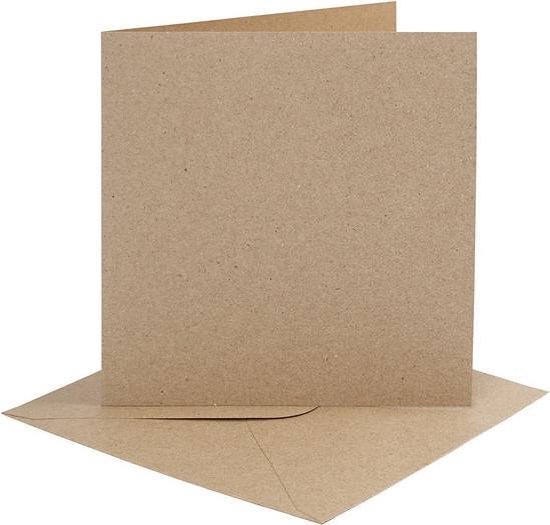 Card making - set 4 kaarten met enveloppe 15 x 15 - kraft
