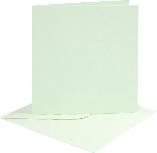 Card making - set 4 kaarten met enveloppe 15 x 15 - licht groen