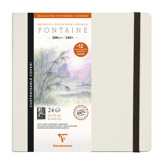 Clairefontaine Fontaine watercolour book 21x21 300gr 100% katoen