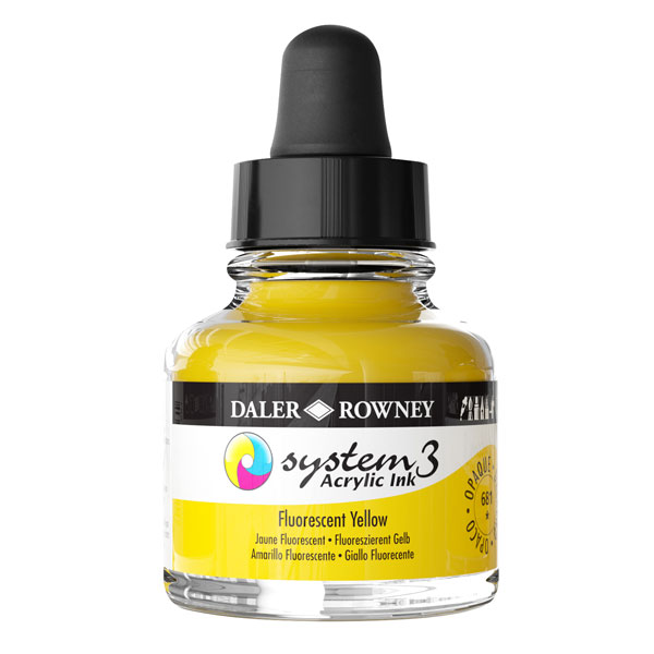DalerRowney System3 acrylic ink 681 Fluorescent Yellow, 29,5ml