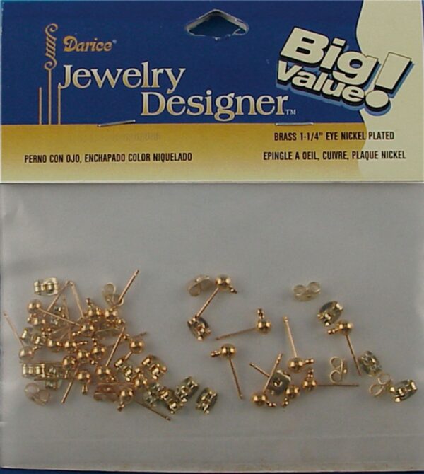 Darice oorsteker met vlindersluiting - bol 4mm met ring goud