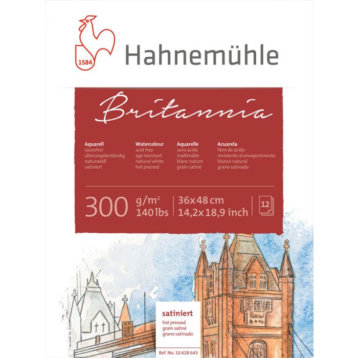 Hahnemhle britannia aquarelpapier hot pressed - 300gr 36 x 48