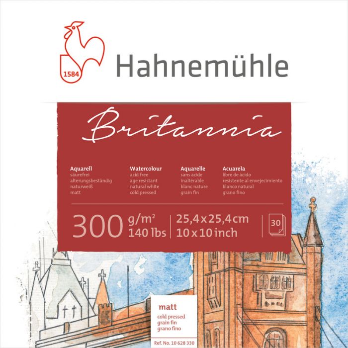 Hahnemhle Britannia quattro aquarelpapier cold pressed - 300gr 25,4 x 25,4