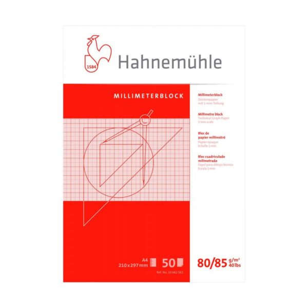 Hahnemhle Millimeter Papier 80gr rood 50 vel A4