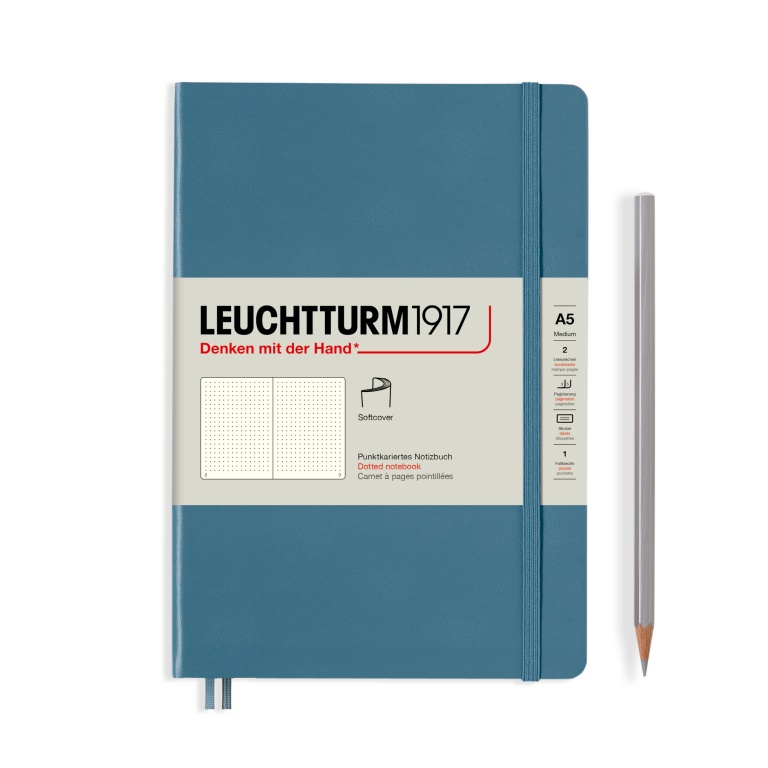 Leuchtturm1917 soft cover medium A5 Stone blue dotted