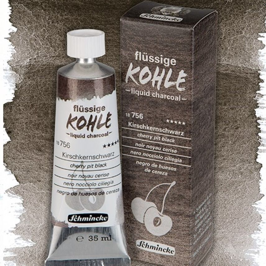 Schmincke liquid charcoal 35ml - 756 cherry pit black