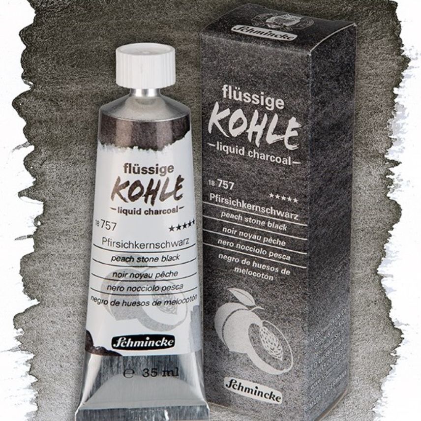 Schmincke liquid charcoal 35ml - 757 peach stone black