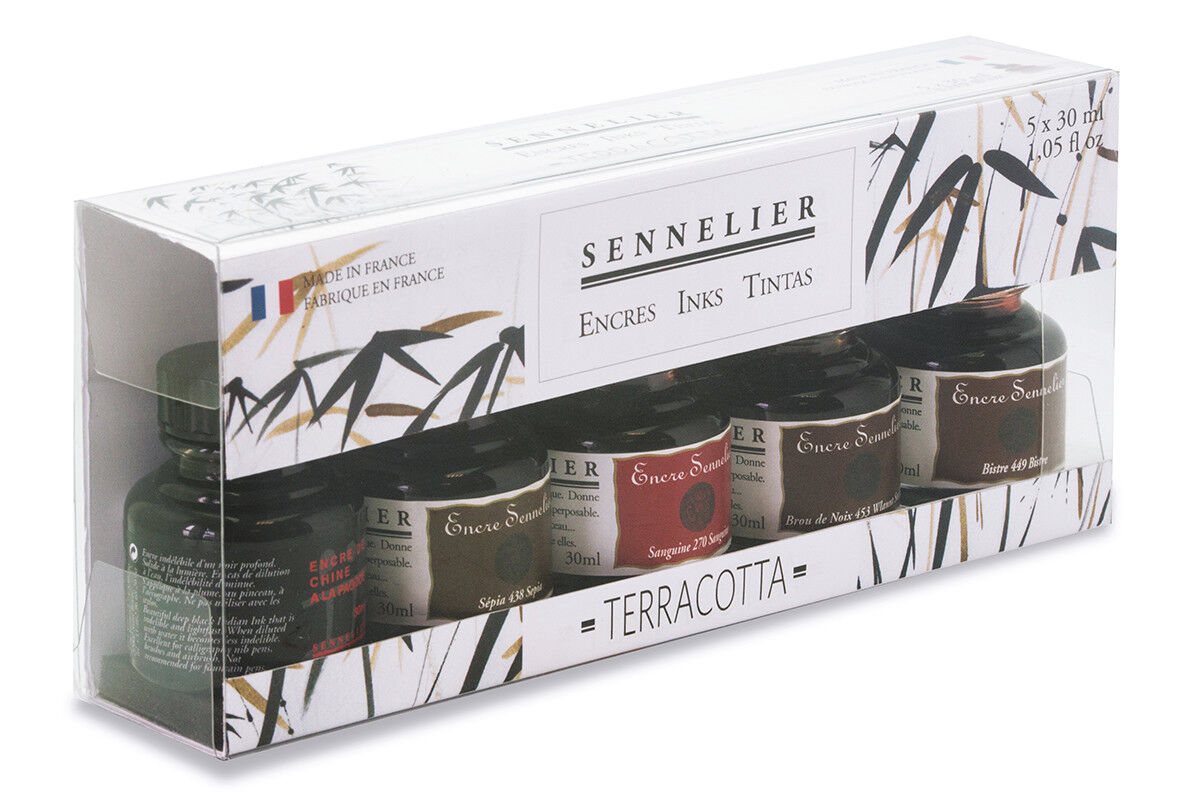 Sennelier watervaste tekeninkt - set 5 x 30ml terracotta