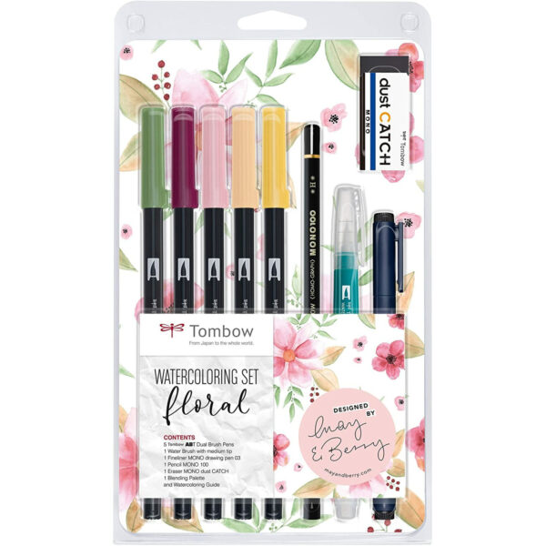 Tombow dual brush pen - watercolouring set floral