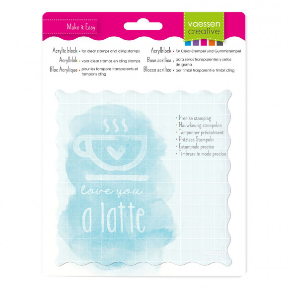 Vaessen-Creative acrylblok, blok voor Clearstamps 16x16