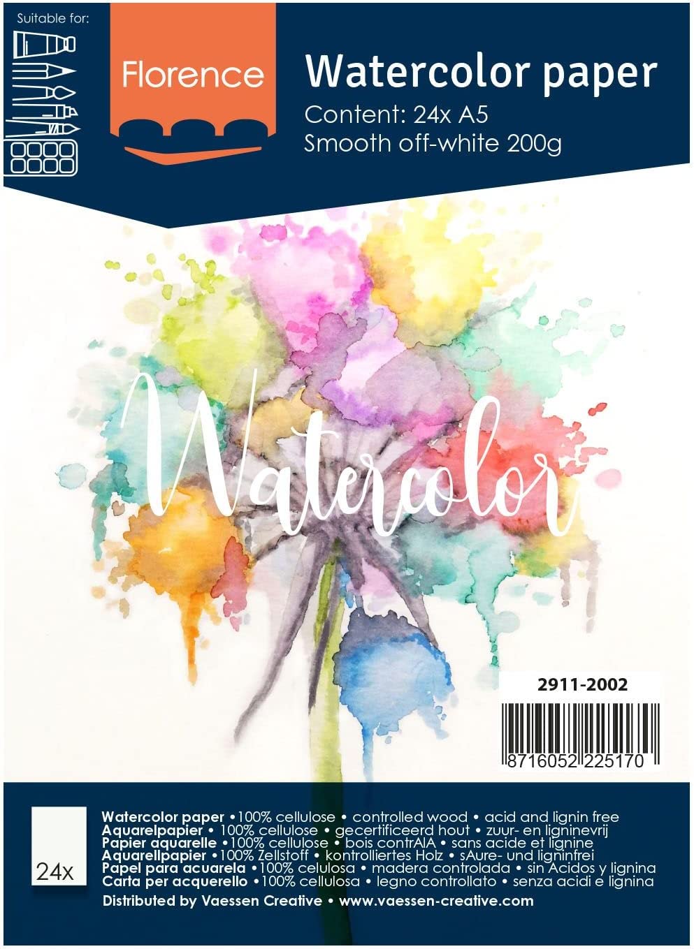 Vaessen Creative Florence watercolor paper - A5 200gr off white