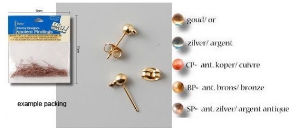 Vaessen Creative - oorstekers 4mm copperplated