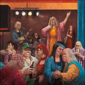 Wenskaart Marius van Dokkum - Hippie reunie - 15 x 15