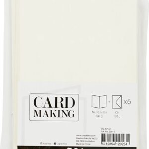 Card making - set 6 kaarten met enveloppe - cr‚me