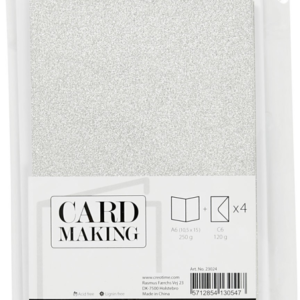 CChobby kaart + enveloppe A6 wit glitter