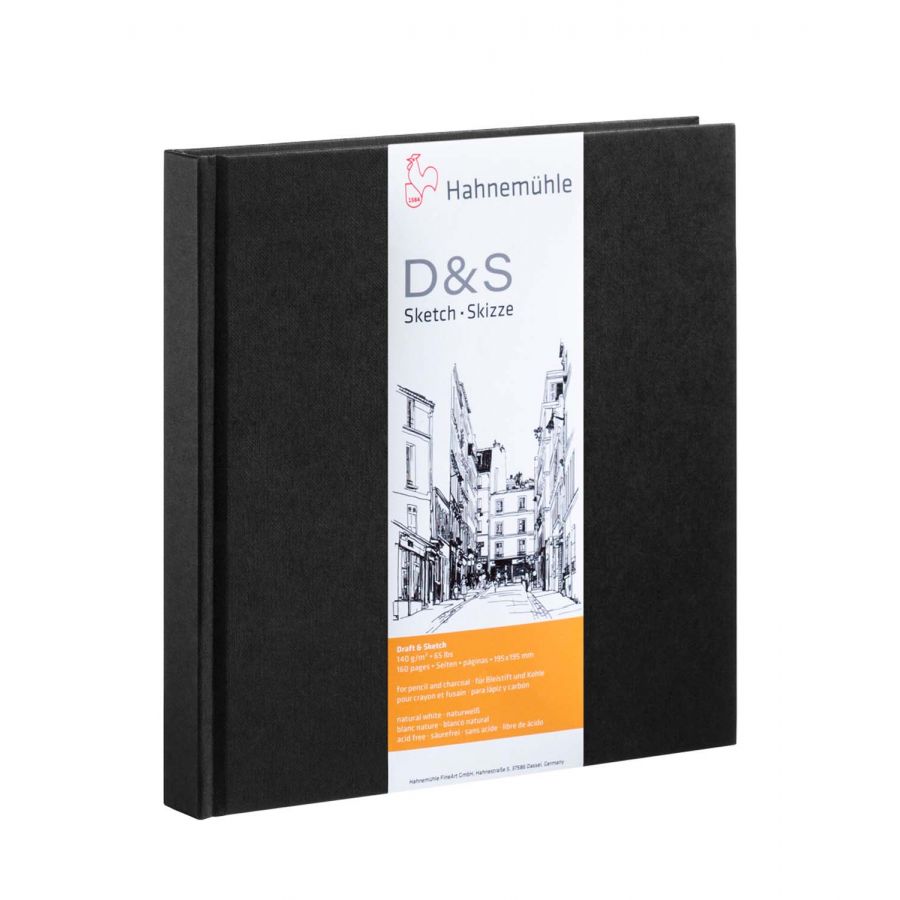 Hahnemhle schetsboek D&S - 140gr 19,5 x 19,5 zwart