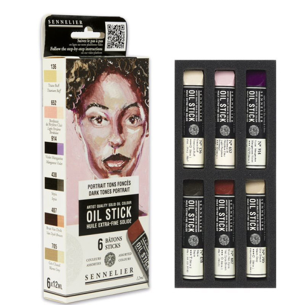 Sennelier Oil stick - set 6 Dark tones portrait