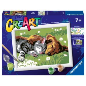 Ravensburger schilder op nummer - 13 x 18 - 7+ Slapende kat en hond