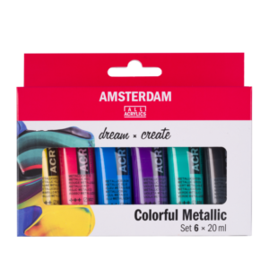 Amsterdam standaard acrylverf - set 6 x 20ml colorful metallic