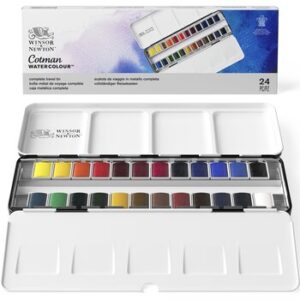 Winsor & Newton cotman aquarel – studio set blik 24 halve napjes