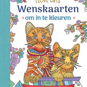 Wenskaarten om in te kleuren - I love cats
