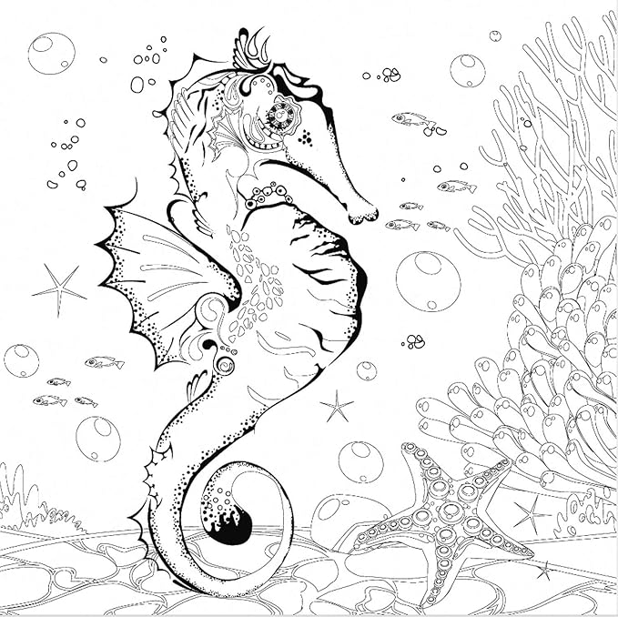 Doek katoen voorbedrukt - 30 x 30 zeepaard