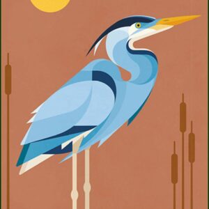 Ansichtkaart - Elke Uijtewaal, blauwe reiger