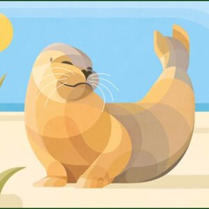 Ansichtkaart - Elke Uijtewaal, zeehond