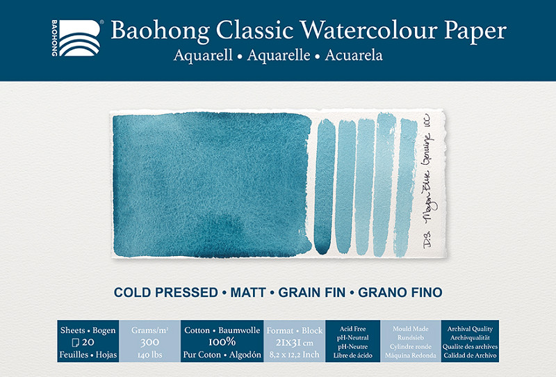 Baohong classic watercolour paper - cold pressed - 21x31