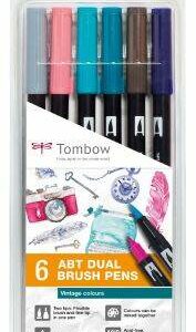 Tombow dual brush pen set 6 vintage