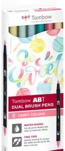 Tombow dual brush pen - set 6 candy colours