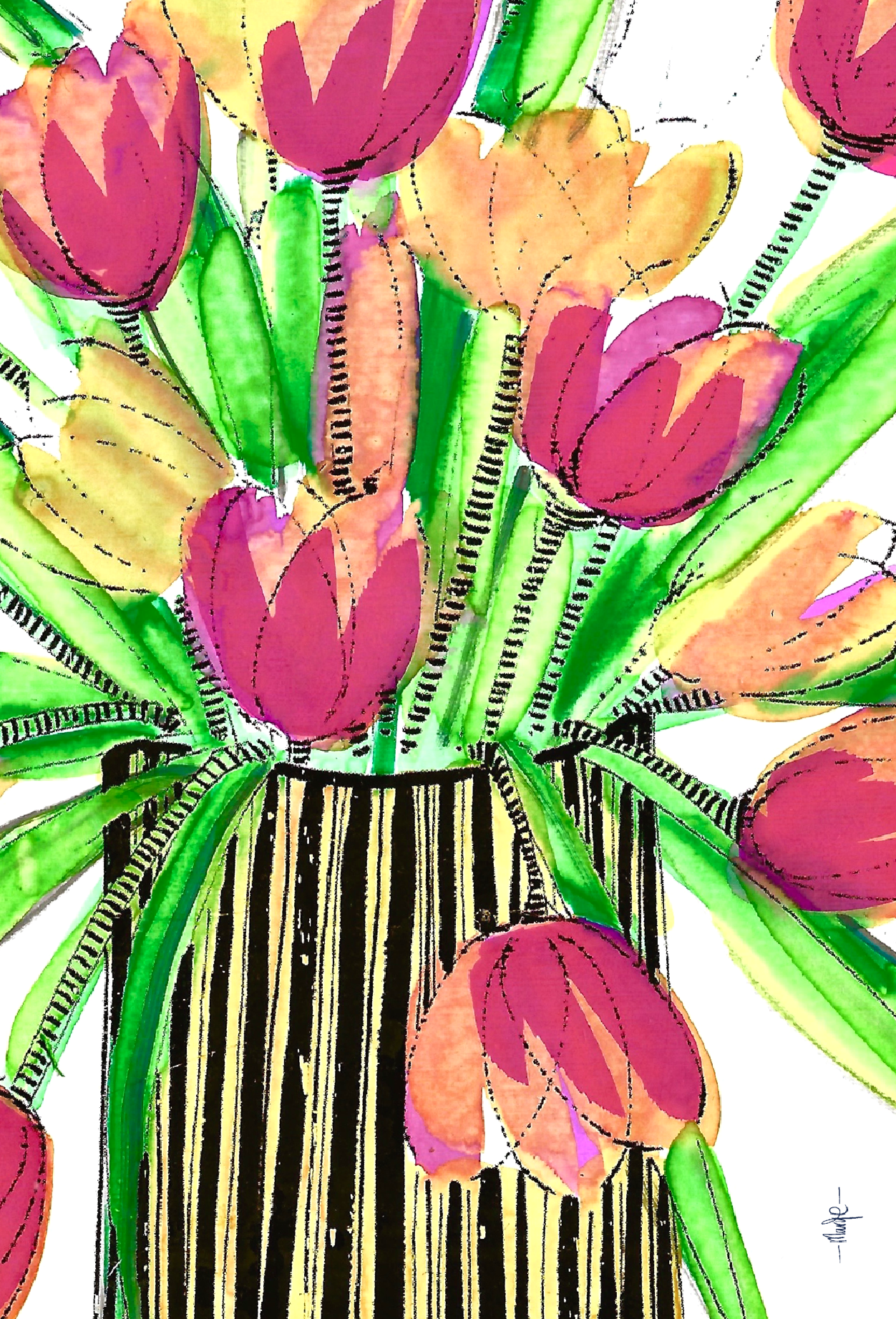Ansichtkaart Marije - Voorjaarsgeluk - Blij met de pluktuin