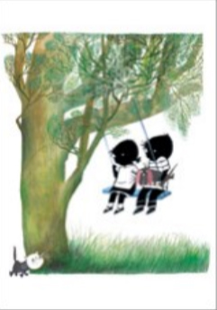 Ansichtkaart PC4232 - Jip en Janneke op de schommel