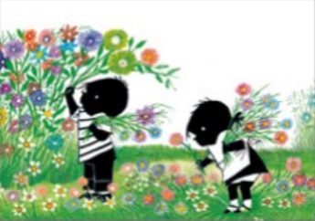 Ansichtkaart PC4245 - Jip en Janneke plukken bloemen