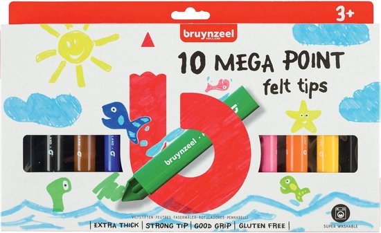 Bruynzeel viltstift - set 10 mega point