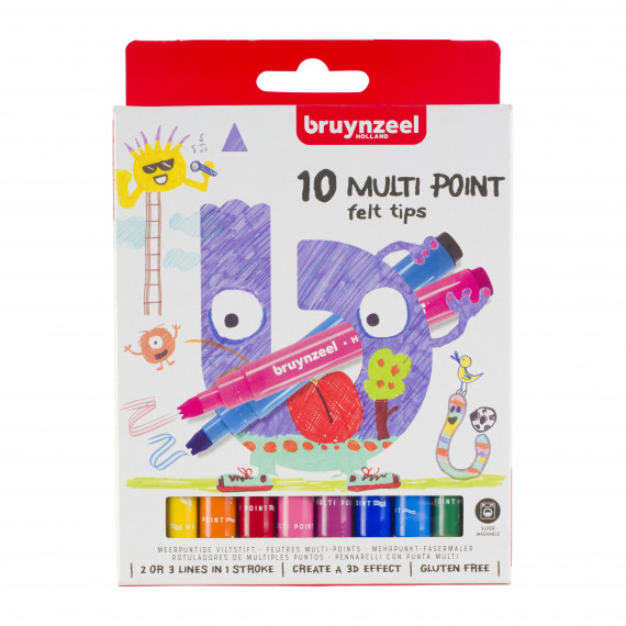 Bruynzeel viltstift - set 10 multi point