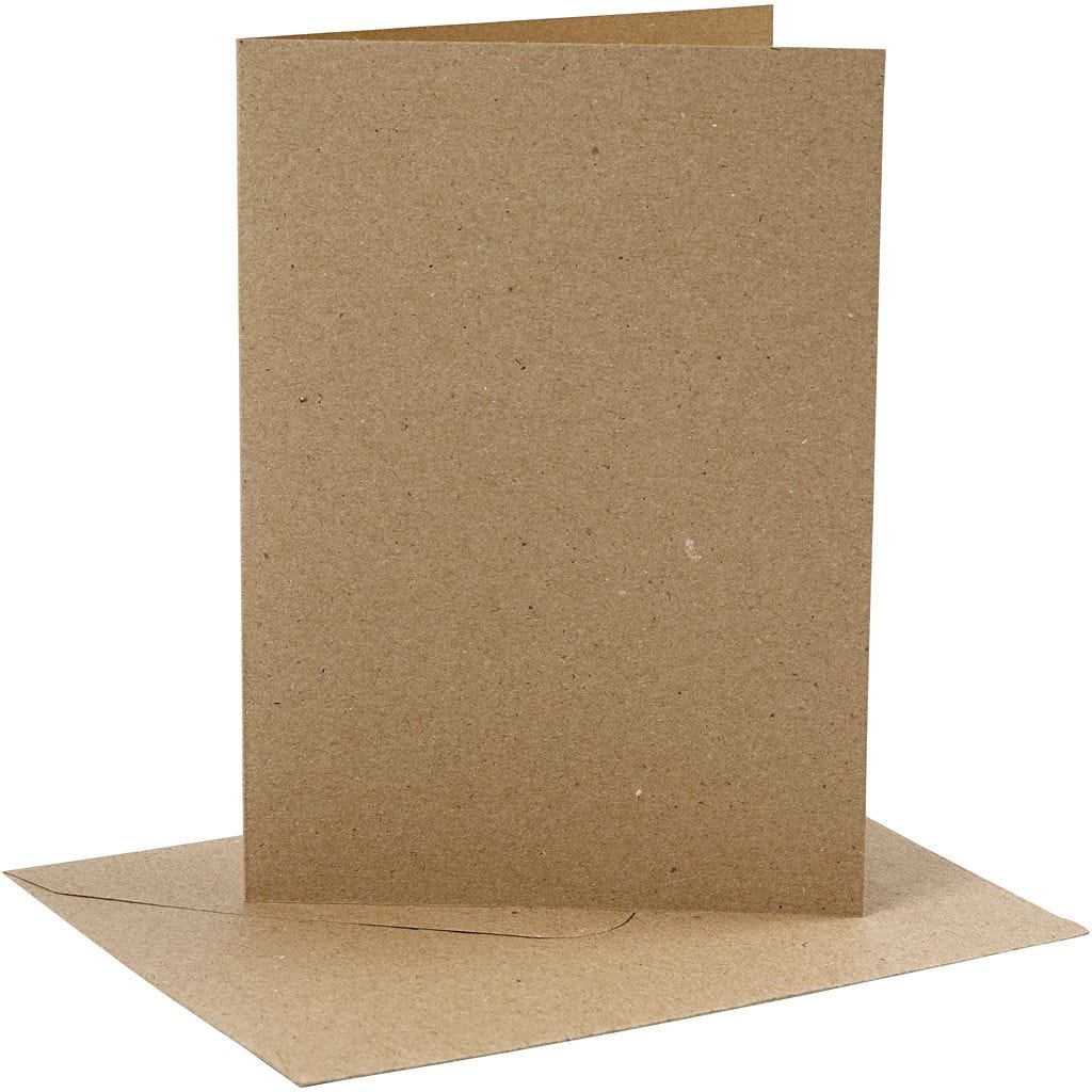 Card making set 4 kaarten met enveloppe 13x18 kraft bruin