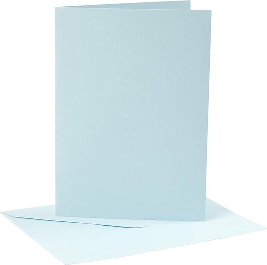 Card making set 4 kaarten met enveloppe 13x18 licht blauw