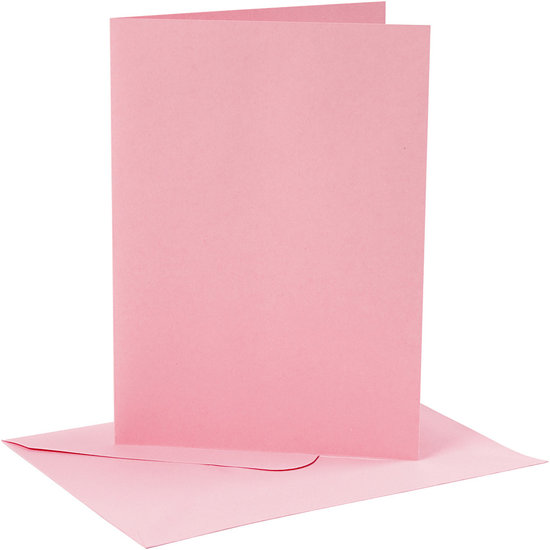 Card making set 4 kaarten met enveloppe 13x18 roze