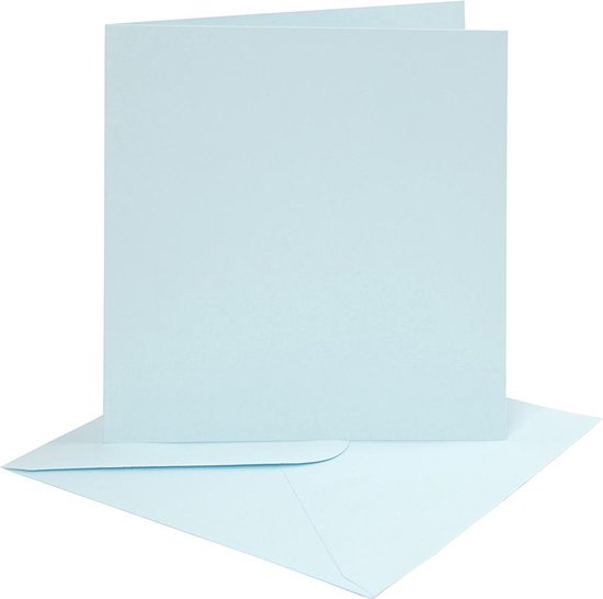 Card making - set 4 kaarten met enveloppe 15 x 15 - licht blauw
