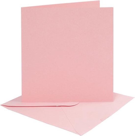 Card making - set 4 kaarten met enveloppe 15 x 15 - licht roze