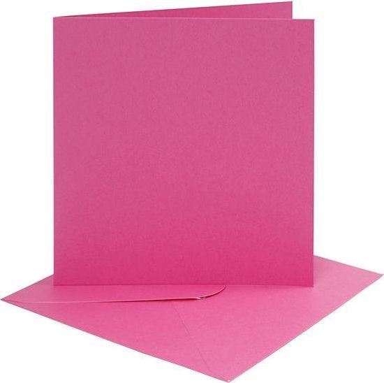 Card making - set 4 kaarten met enveloppe 15 x 15 - roze