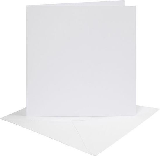 Card making - set 4 kaarten met enveloppe 15 x 15 - wit