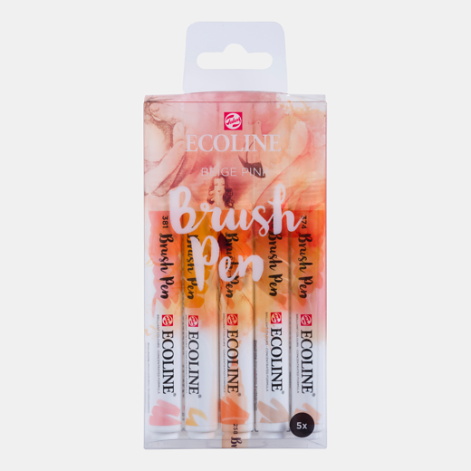 Ecoline brushpen - set 5 beige/roze