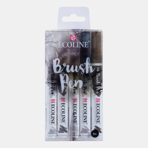 Ecoline brushpen - set 5 grijs