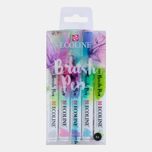 Ecoline brushpen - set 5 pastel